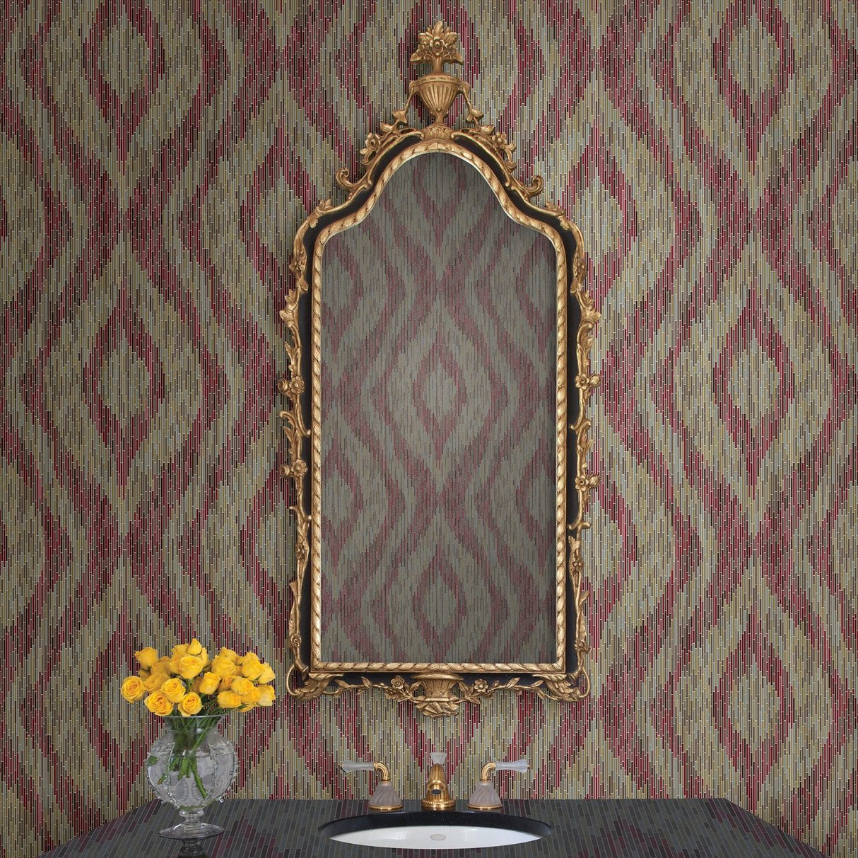 A-Street Prints 2763-24220 Ethereal Red Ogee Wallpaper