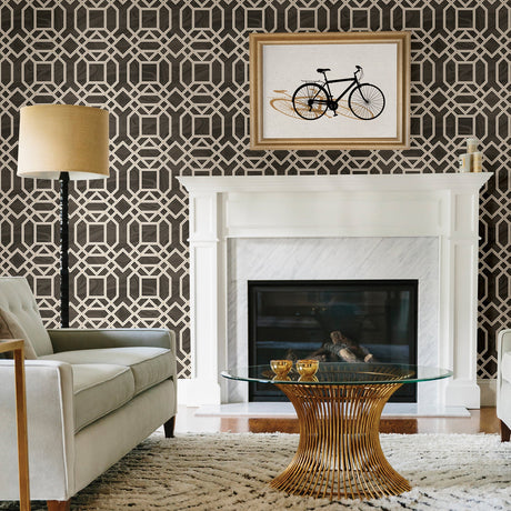 A-Street Prints 2763-24221 Daphne Brown Trellis Wallpaper