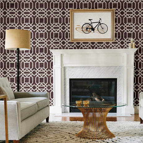 A-Street Prints 2763-24223 Daphne Maroon Trellis Wallpaper