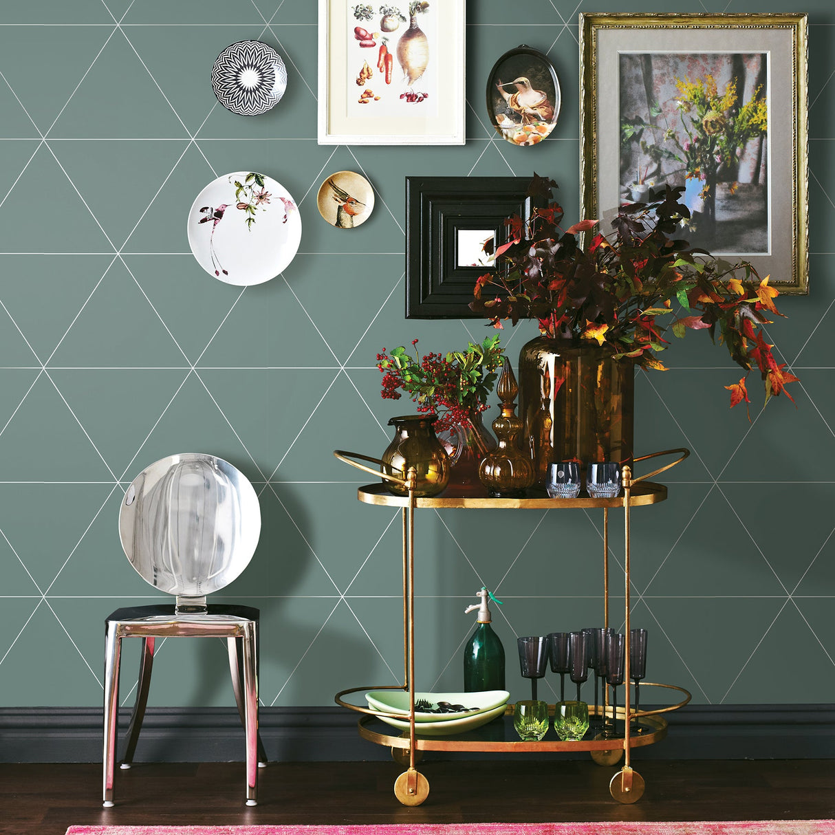 A-Street Prints 2763-24225 Twilight Green Geometric Wallpaper