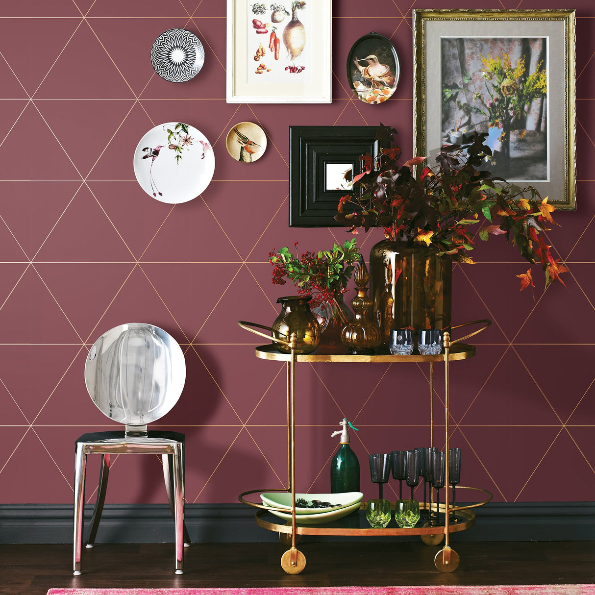 A-Street Prints 2763-24226 Twilight Red Geometric Wallpaper