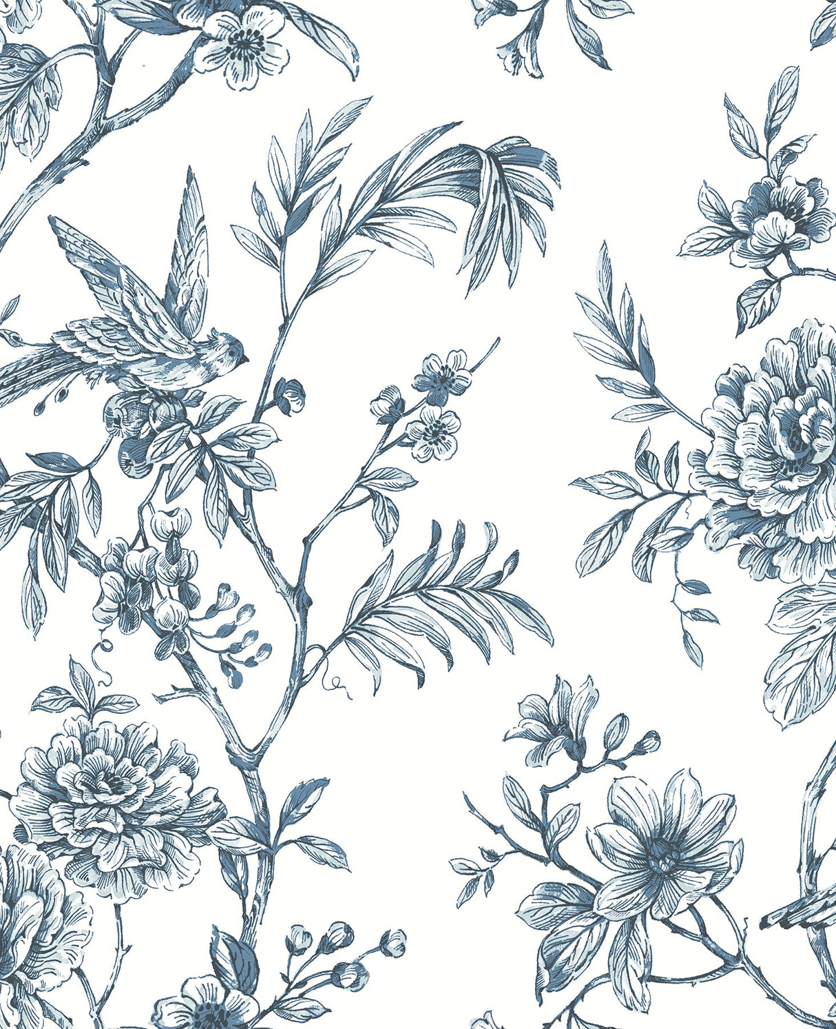 A-Street Prints 2763-24235 Jessamine Blue Floral Trail Wallpaper