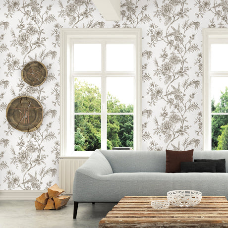 A-Street Prints 2763-24236 Jessamine Taupe Floral Trail Wallpaper