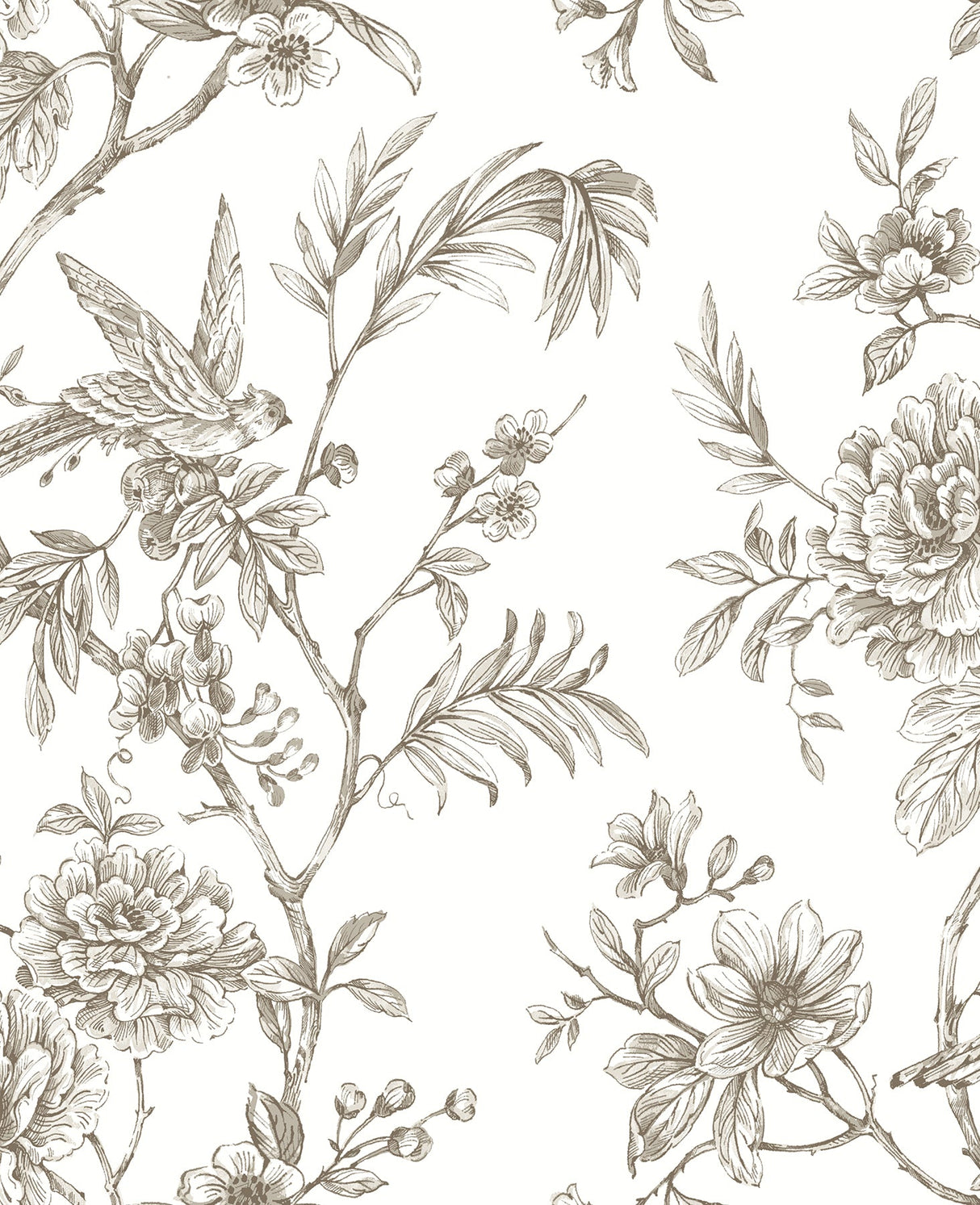 A-Street Prints 2763-24236 Jessamine Taupe Floral Trail Wallpaper