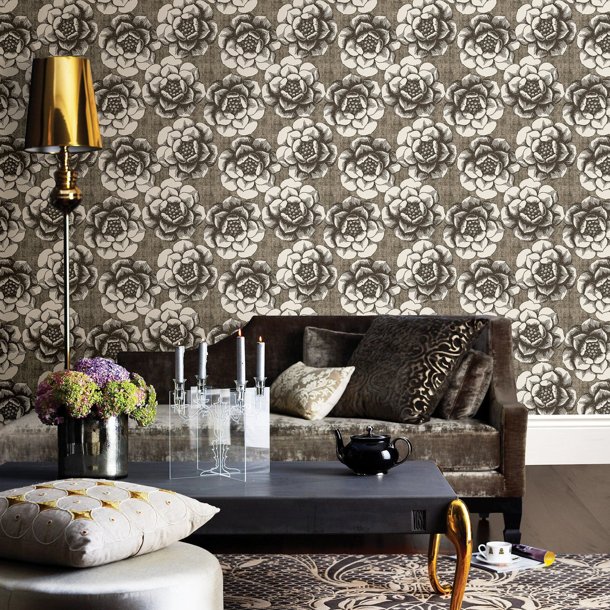 A-Street Prints 2763-24239 Fanciful Brown Floral Wallpaper