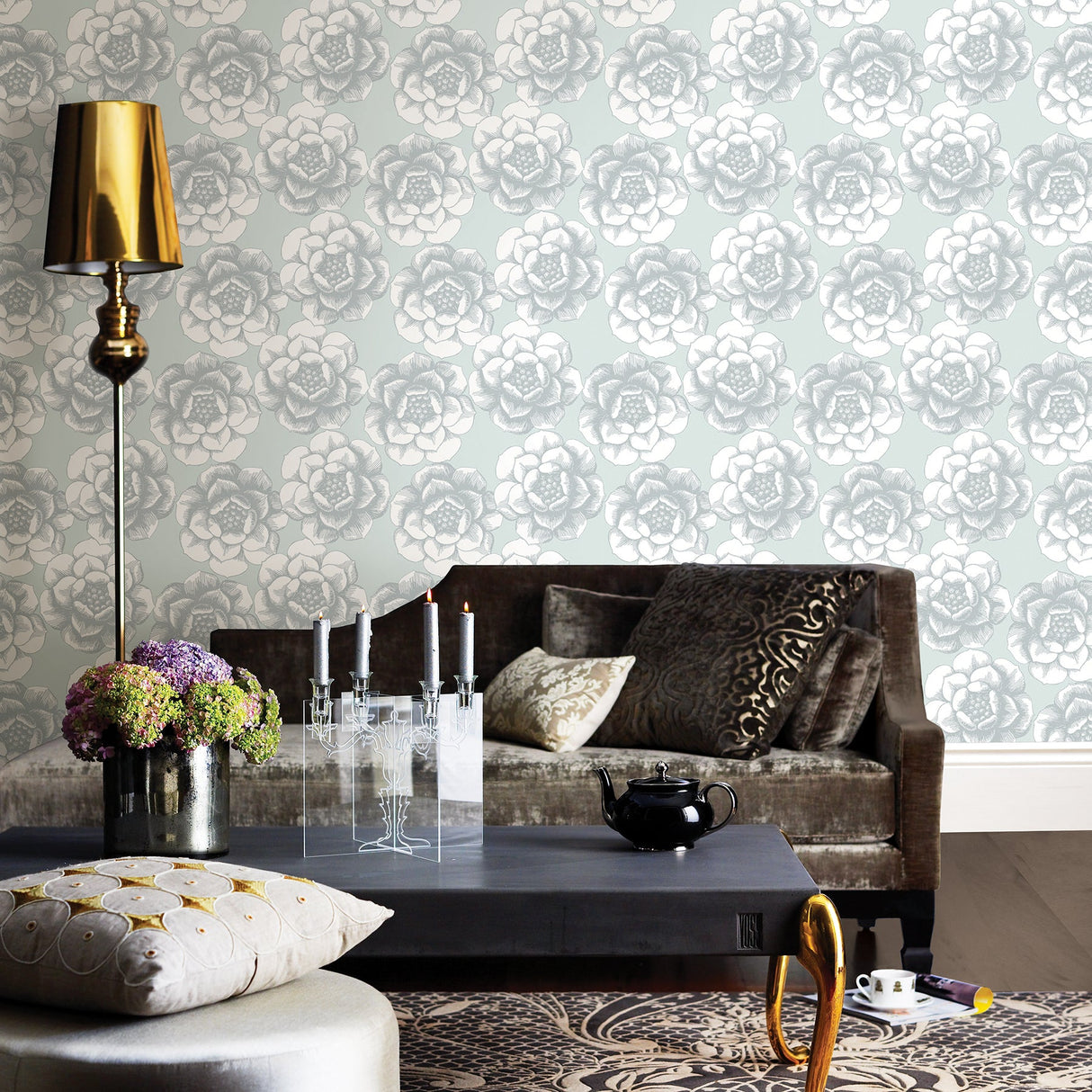 A-Street Prints 2763-24240 Fanciful Silver Floral Wallpaper