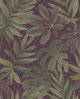 A-Street Prints 2763-24243 Nocturnum Maroon Leaf Wallpaper