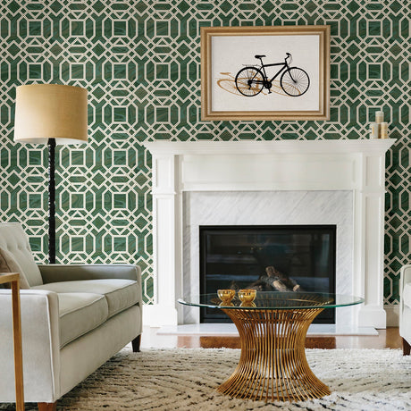 A-Street Prints 2763-24244 Daphne Green Trellis Wallpaper