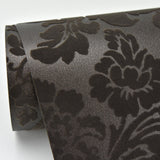 A-Street Prints 2763-87311 Shadow Brown Flocked Damask Wallpaper