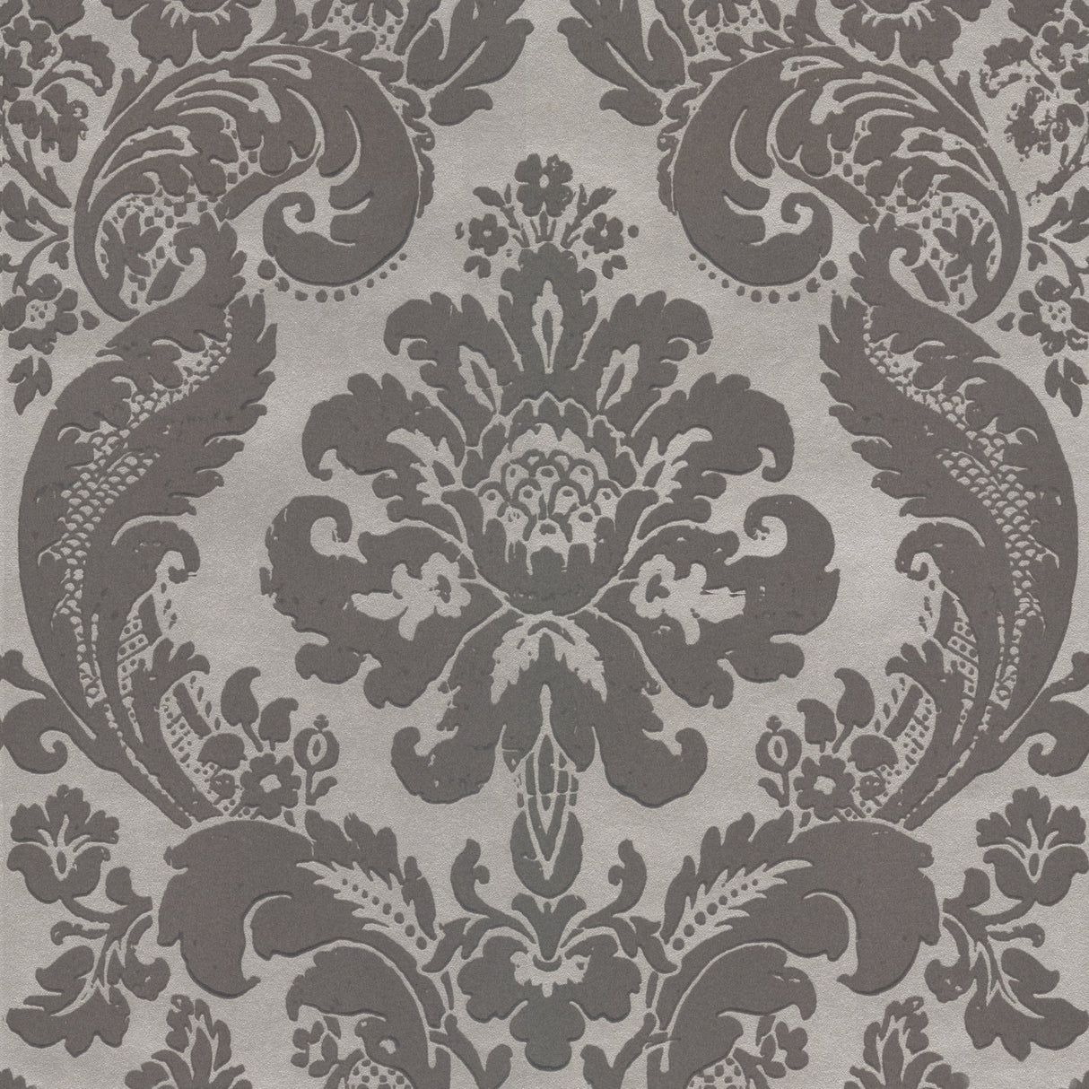 A-Street Prints 2763-87313 Shadow Grey Flocked Damask Wallpaper