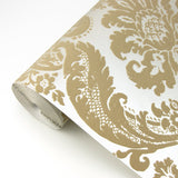 A-Street Prints 2763-87314 Shadow Khaki Flocked Damask Wallpaper