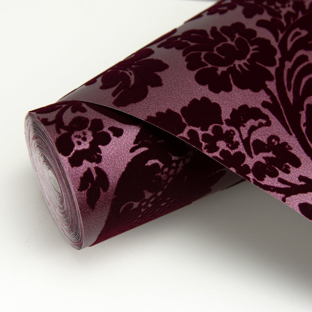 A-Street Prints 2763-87315 Shadow Merlot Flocked Damask Wallpaper