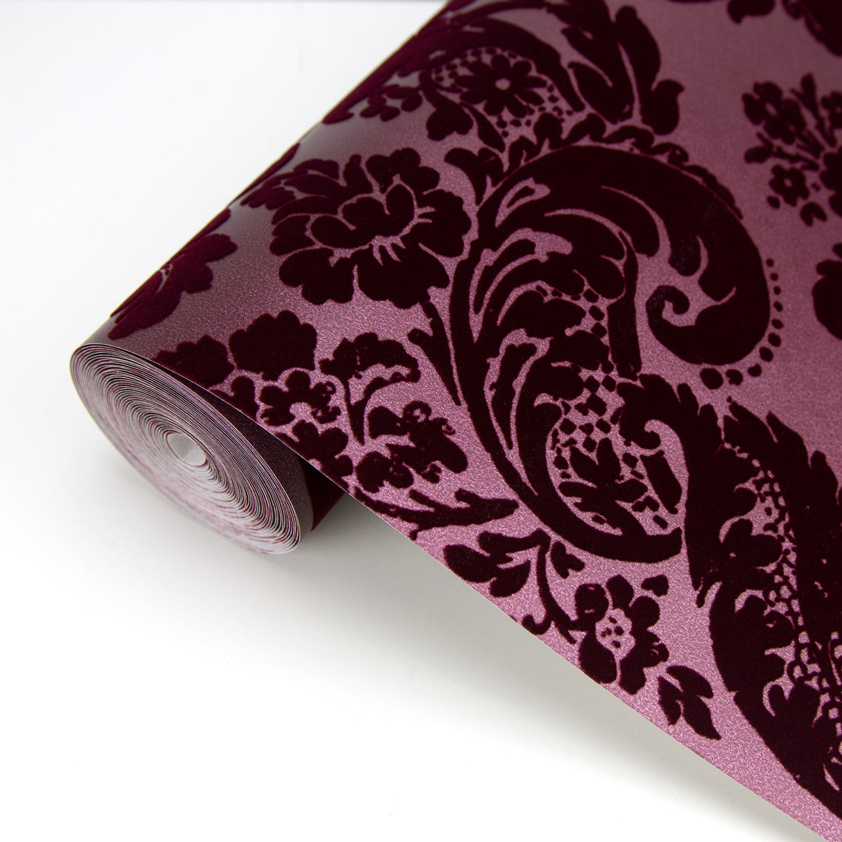 A-Street Prints 2763-87315 Shadow Merlot Flocked Damask Wallpaper