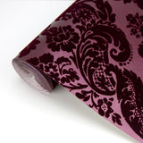 A-Street Prints 2763-87315 Shadow Merlot Flocked Damask Wallpaper