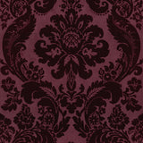 A-Street Prints 2763-87315 Shadow Merlot Flocked Damask Wallpaper