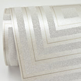 A-Street Prints 2763-87316 Luminous Platinum Beaded Geometric Wallpaper