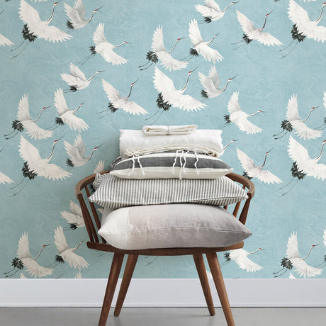 A-Street Prints 2764-24300 Windsong Blue Crane Wallpaper