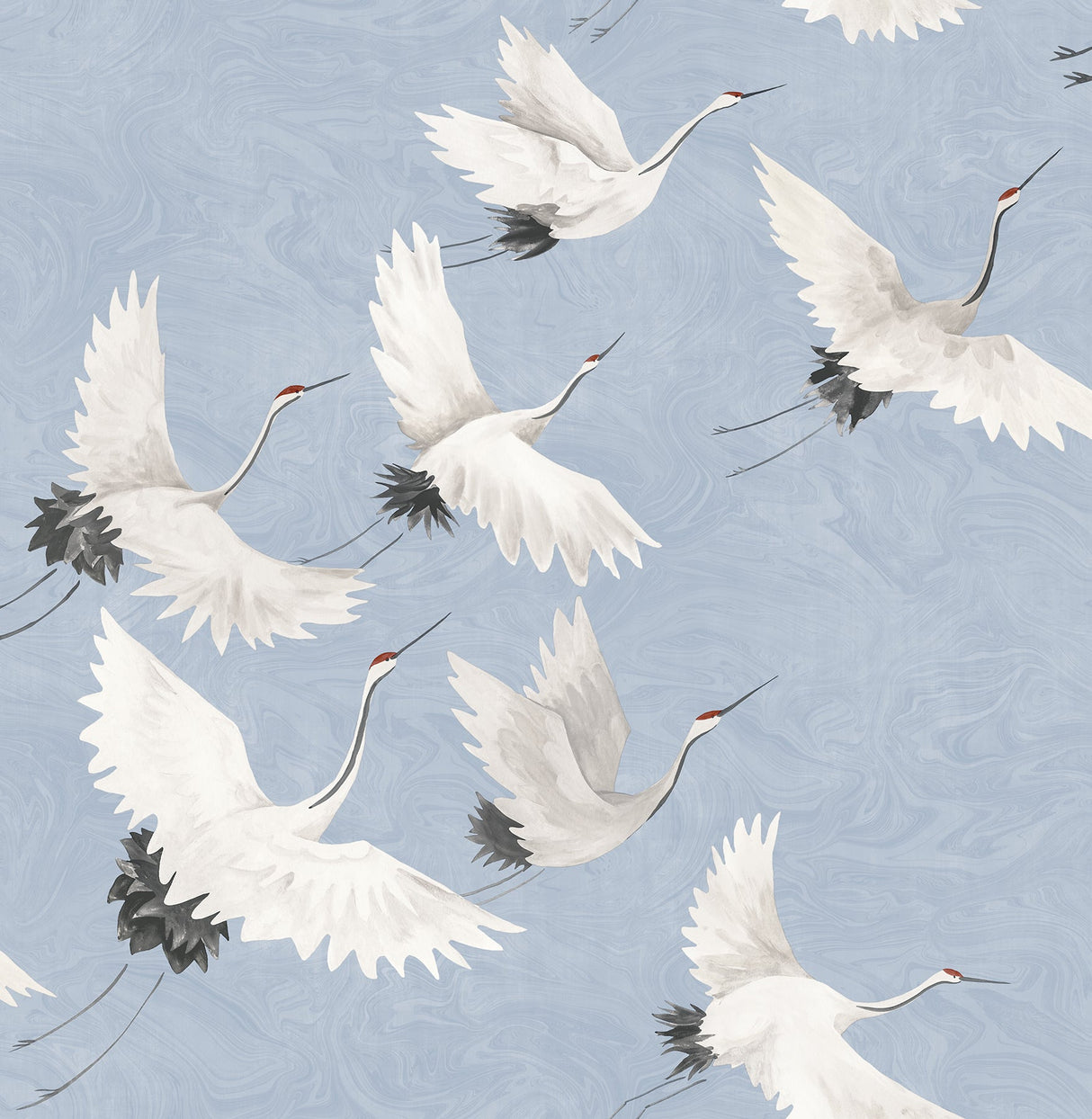 A-Street Prints 2764-24303 Windsong Periwinkle Crane Wallpaper