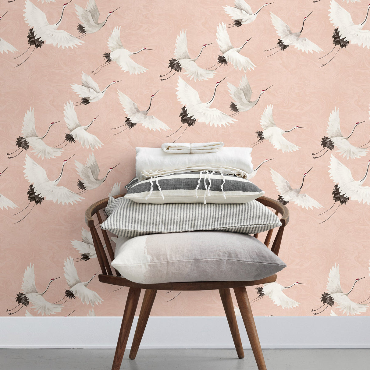 A-Street Prints 2764-24305 Windsong Pink Crane Wallpaper