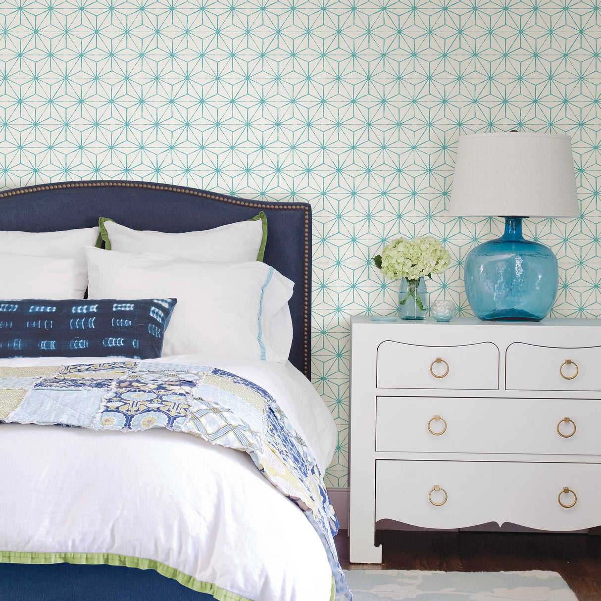 A-Street Prints 2764-24311 Orion Turquoise Geometric Wallpaper