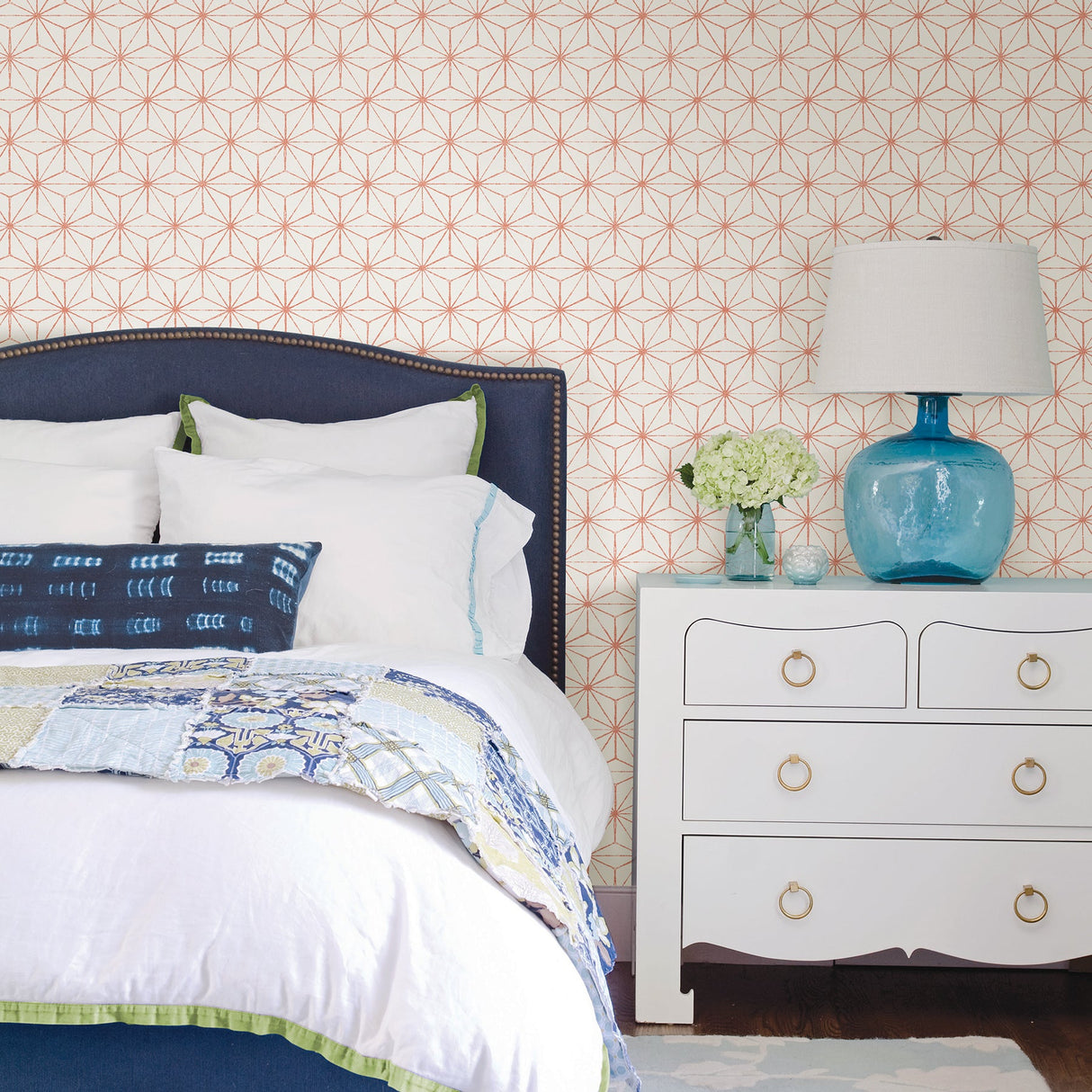 A-Street Prints 2764-24313 Orion Coral Geometric Wallpaper