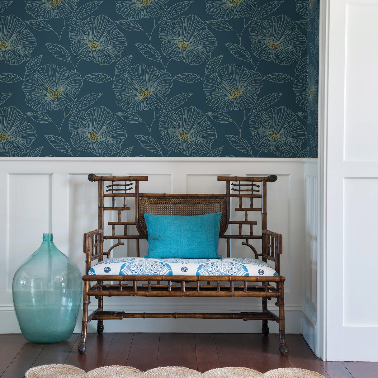 A-Street Prints 2764-24318 Mythic Blue Floral Wallpaper