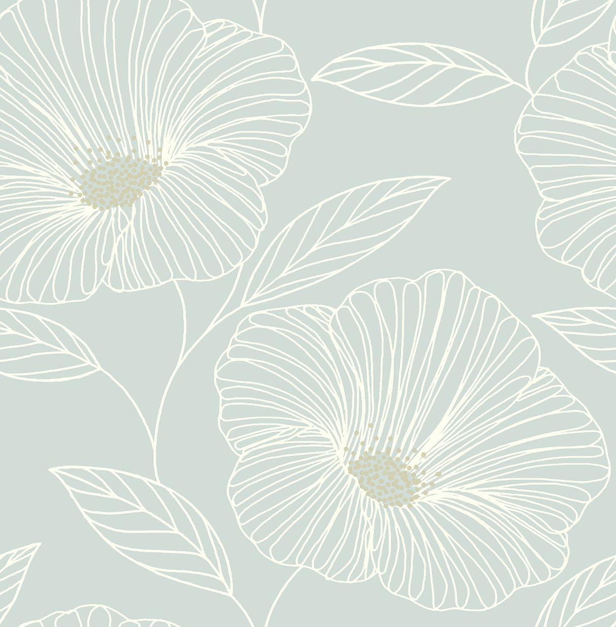 A-Street Prints 2764-24321 Mythic Seafoam Floral Wallpaper