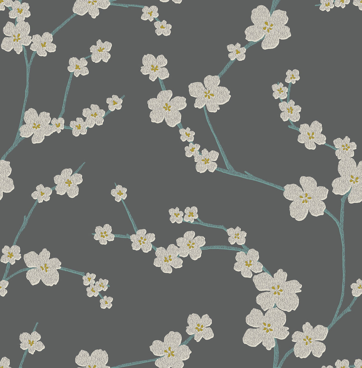 A-Street Prints 2764-24323 Sakura Dark Grey Floral Wallpaper