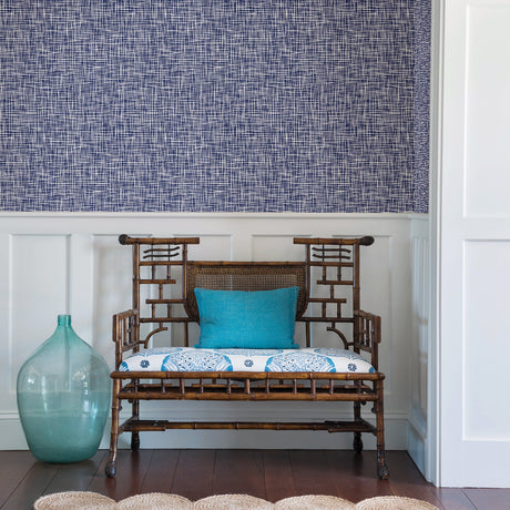 A-Street Prints 2764-24330 Shanti Blue Grid Wallpaper