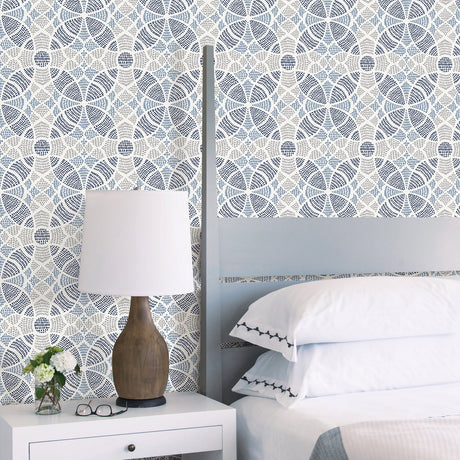 A-Street Prints 2764-24335 Zazen Blue Geometric Wallpaper