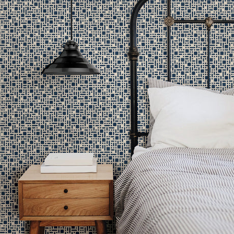 A-Street Prints 2764-24339 Bento Indigo Geometric Wallpaper