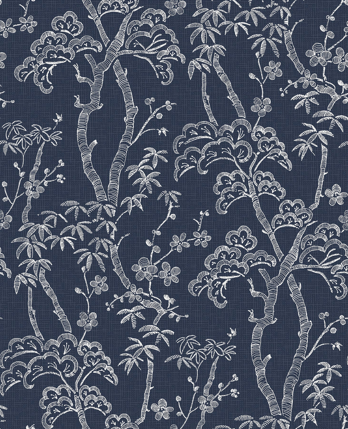 A-Street Prints 2764-24350 Bonsai Navy Tree Wallpaper