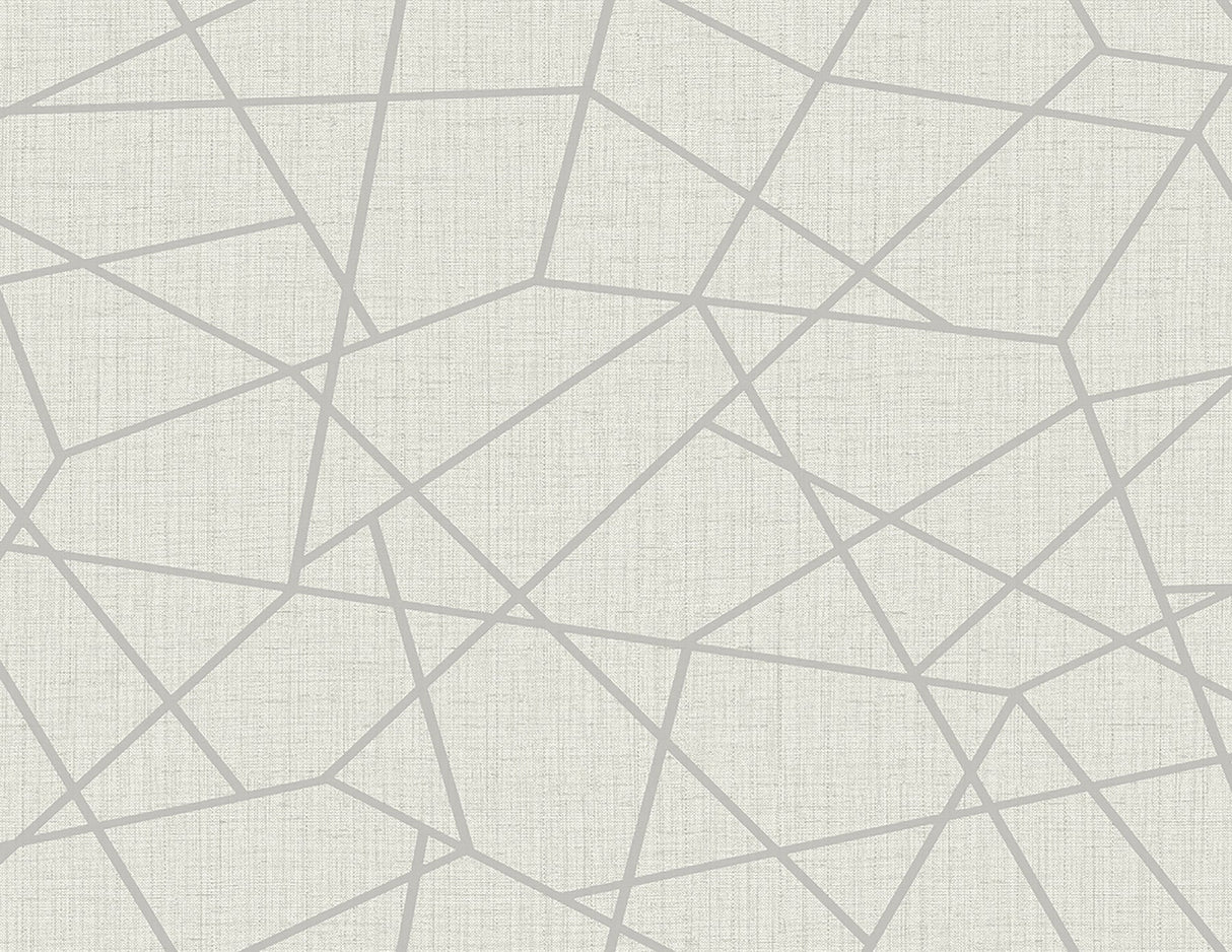 Kenneth James 2765-BW40308 Heath Silver Geometric Linen Wallpaper