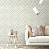 Kenneth James 2765-BW40408 Vana Light Grey Woven Diamond Wallpaper