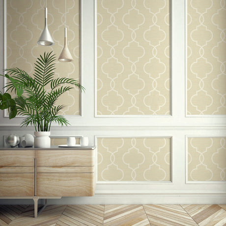 Kenneth James 2765-BW40507 Malo Wheat Sisal Ogee Wallpaper