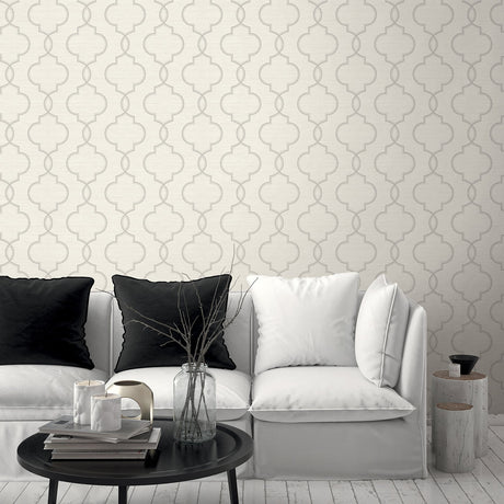Kenneth James 2765-BW40508 Malo Light Grey Sisal Ogee Wallpaper