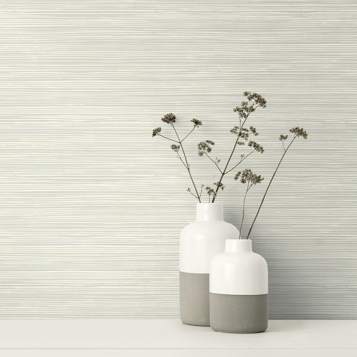 Kenneth James 2765-BW40908 Bondi Light Grey Grasscloth Texture Wallpaper