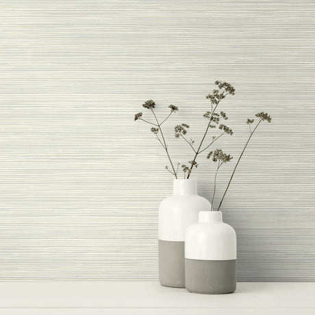 Kenneth James 2765-BW40908 Bondi Light Grey Grasscloth Texture Wallpaper