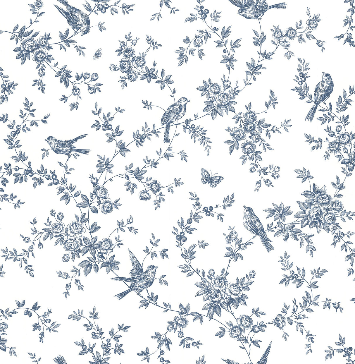 Brewster 2766-003519 Cassandra Navy Floral Trails Wallpaper