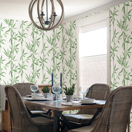 Brewster 2766-003534 Catasetum Green Bamboo Wallpaper