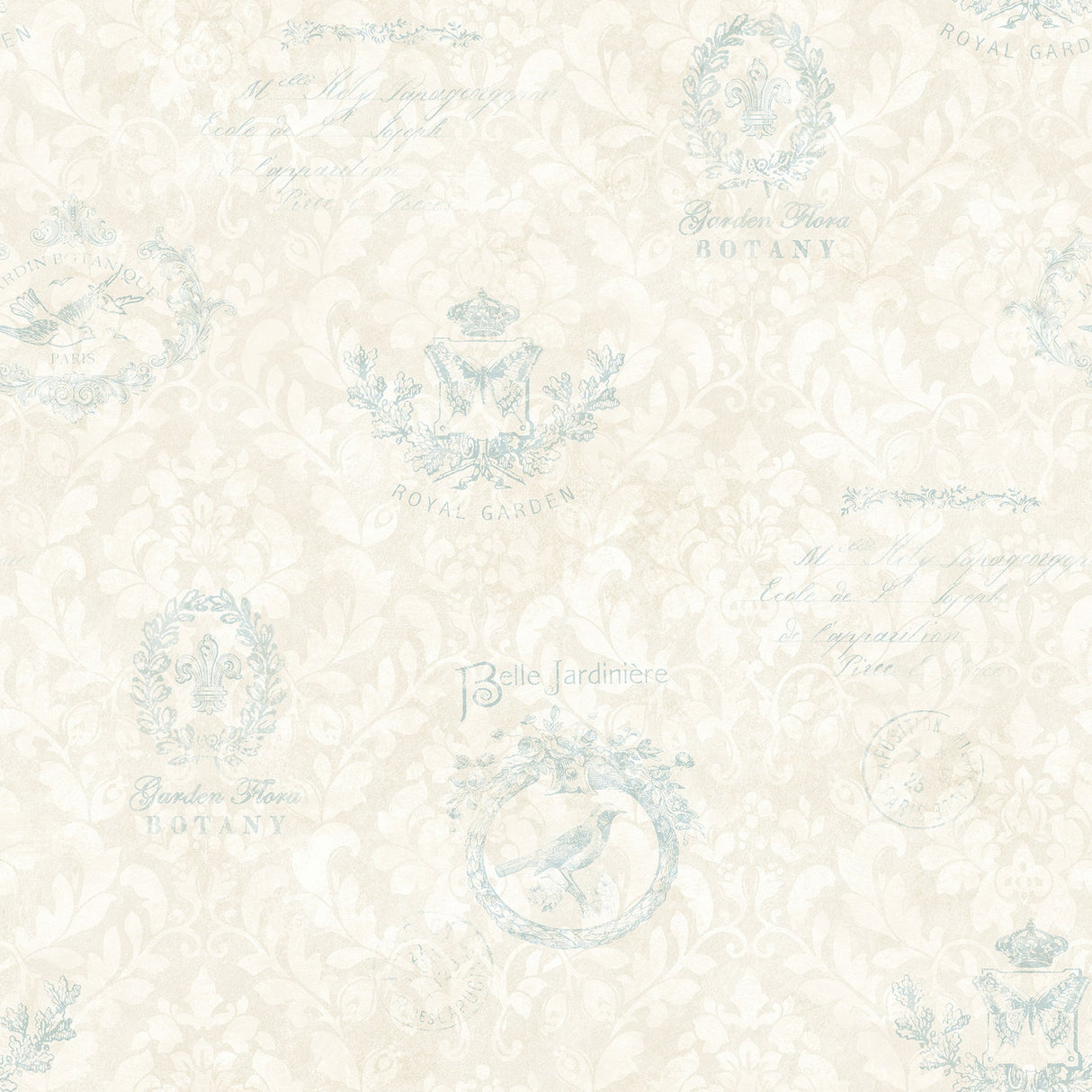 Brewster 2766-02174 Manet Light Blue Damask Wallpaper