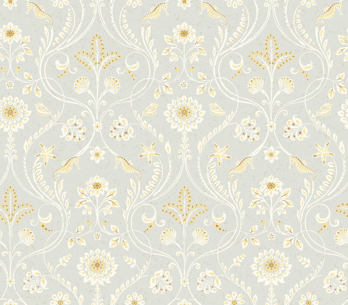 Brewster 2766-12002 Anacapa Taupe Damask Wallpaper