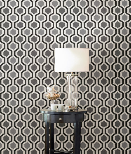 Brewster 2766-20133 Kelso Black Geometric Wallpaper