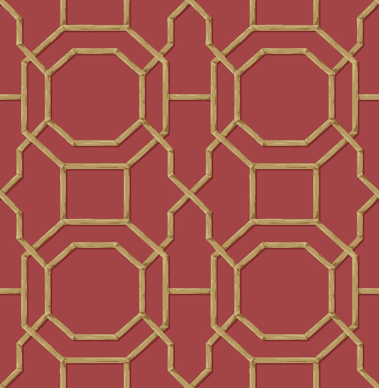 Brewster 2766-21739 Rumi Red Trellis Wallpaper