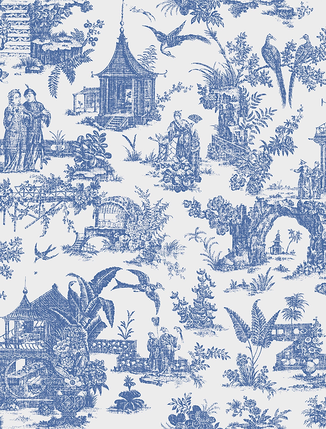 Brewster 2766 21767 Ume Blue Toile Wallpaper Eades Wallpaper Fabrics