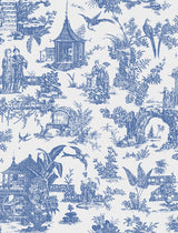 Brewster 2766-21767 Ume Blue Toile Wallpaper