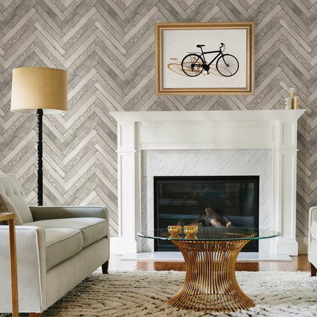 Brewster 2766-23754 Mammoth Off-White Diagonal Wood Wallpaper