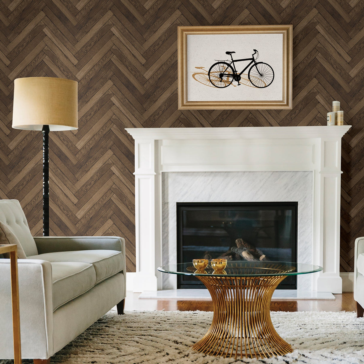 Brewster 2766-23757 Mammoth Brown Diagonal Wood Wallpaper