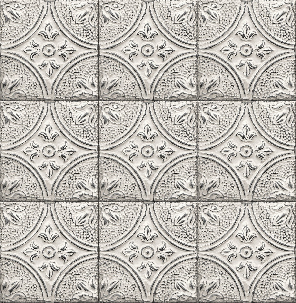 Brewster 2766-23763 Houston White Tin Tile Wallpaper