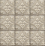 Brewster 2766-23764 Houston Cream Tin Tile Wallpaper